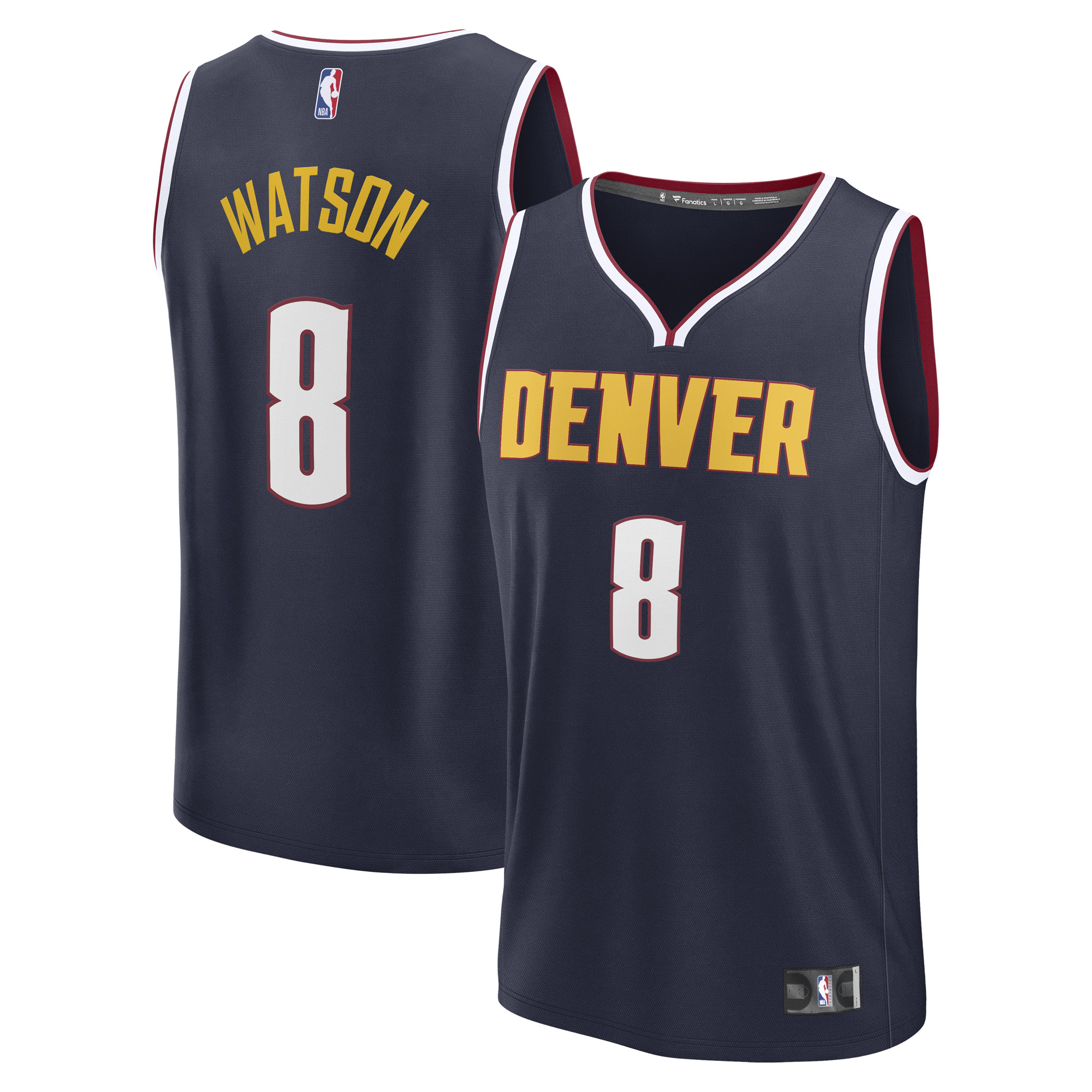 Men's Fanatics Peyton Watson Navy Denver Nuggets Fast Break Replica Player Jersey - Icon Edition