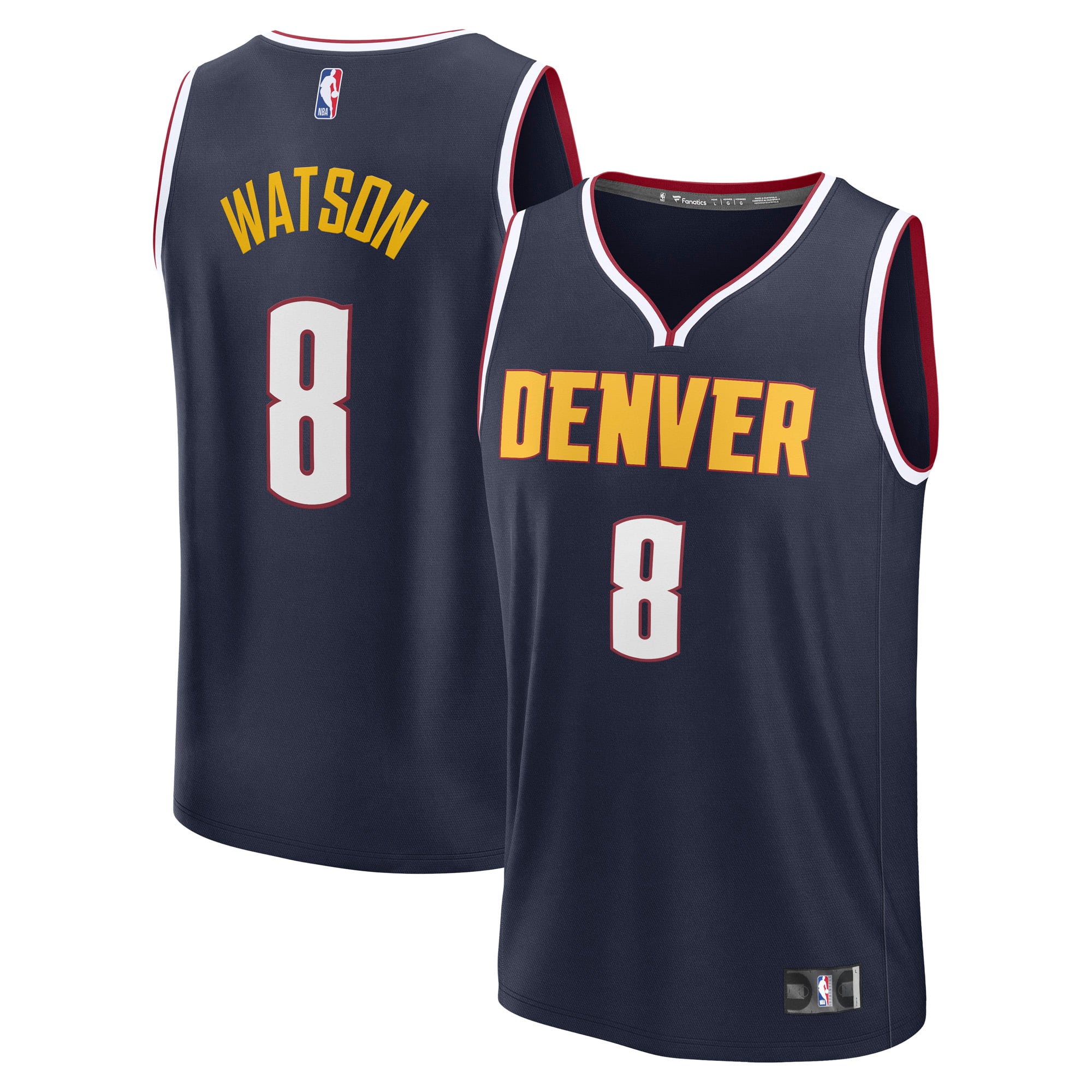Men's Fanatics Peyton Watson Navy Denver Nuggets Fast Break Replica Player Jersey - Icon Edition