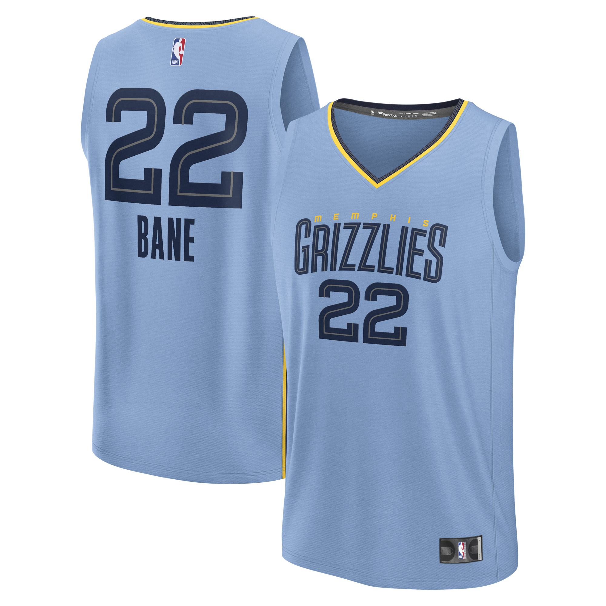 Men's Fanatics Desmond Bane Light Blue Memphis Grizzlies Fast Break Replica Player Jersey - Statement Edition