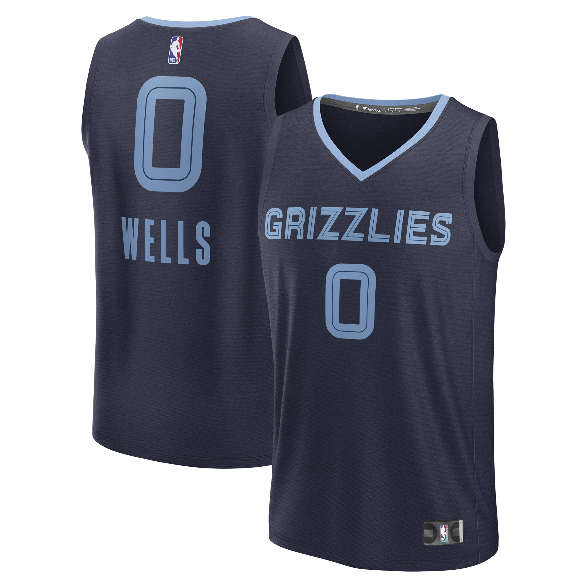 Men's Fanatics Jaylen Wells Navy Memphis Grizzlies Fast Break Replica Player Jersey - Icon Edition