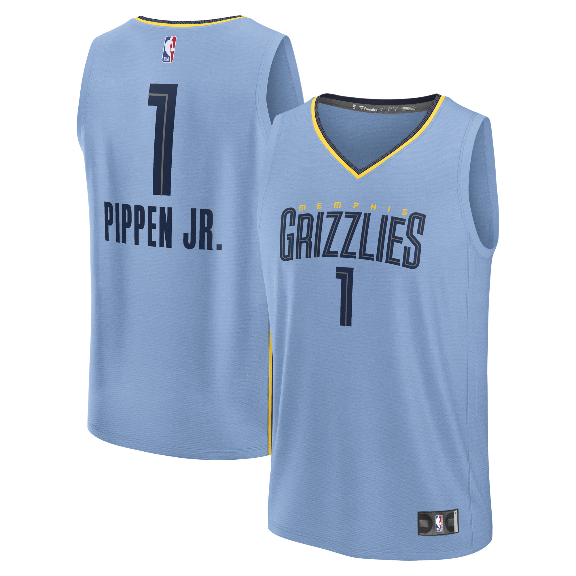 Men's Fanatics Scotty Pippen Jr. Light Blue Memphis Grizzlies Fast Break Replica Player Jersey - Statement Edition