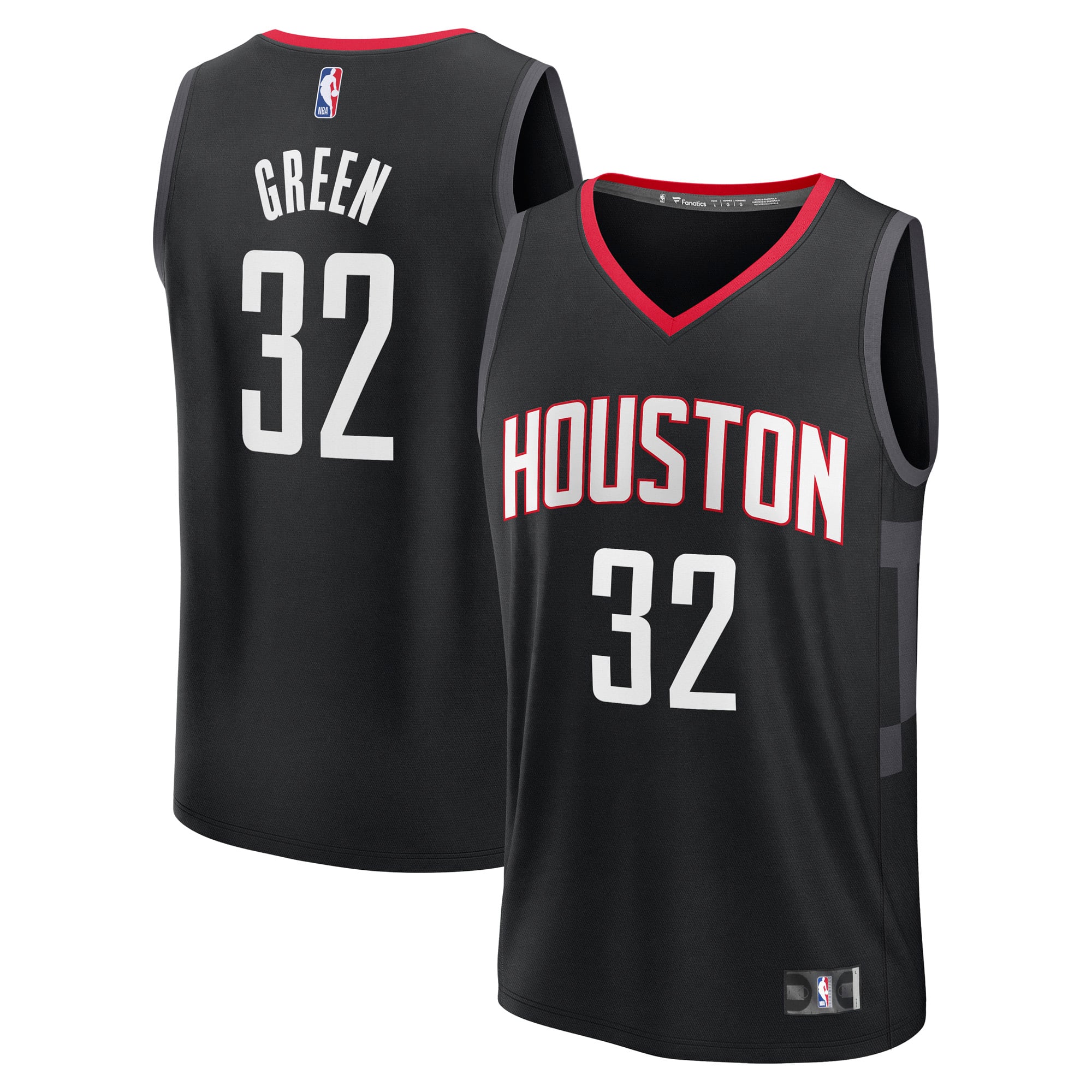 Men's Fanatics Jeff Green Black Houston Rockets Fast Break Replica Player Jersey - Statement Edition