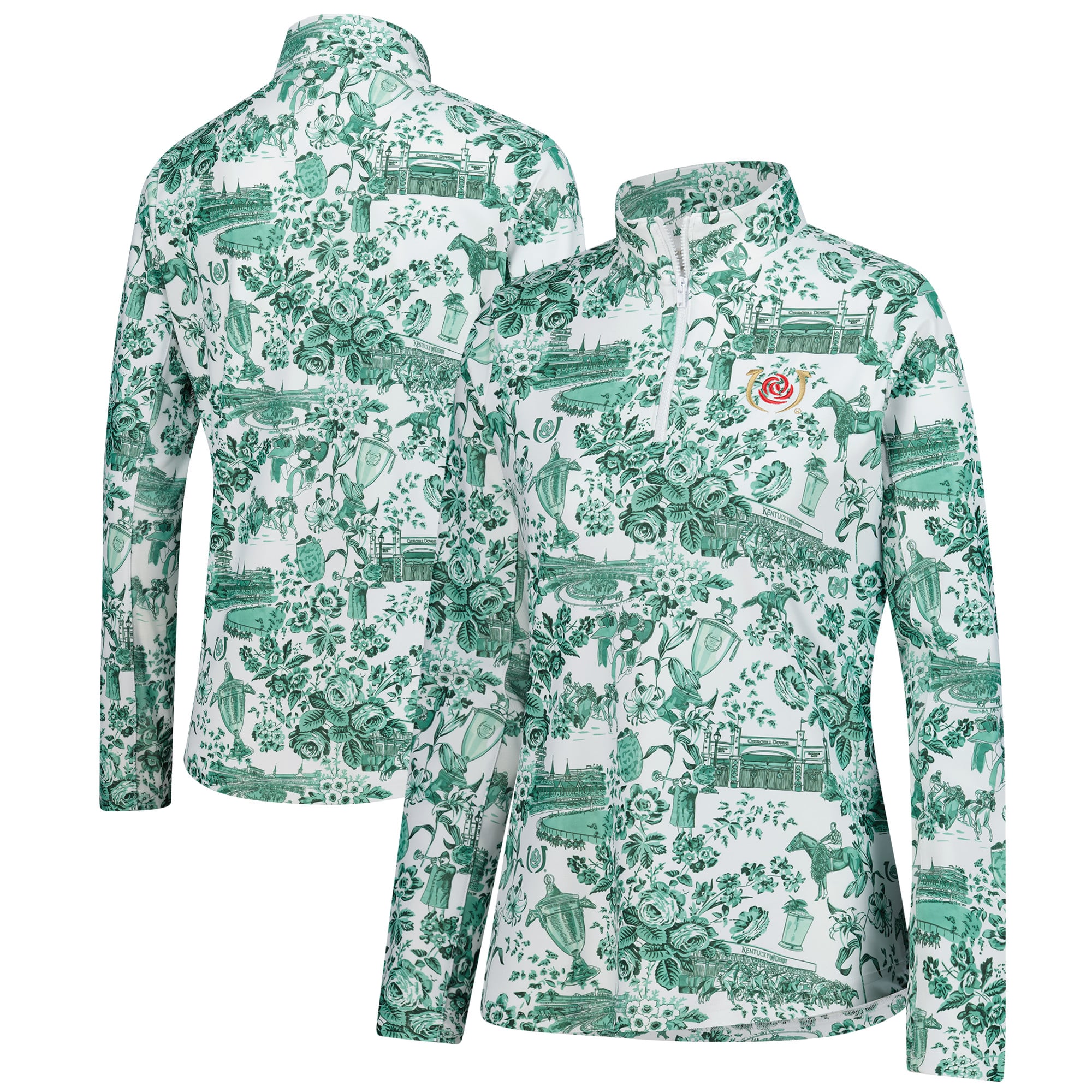 Women's Smith & Quinn  White/Green Kentucky Derby Ava Quarter-Zip Pullover