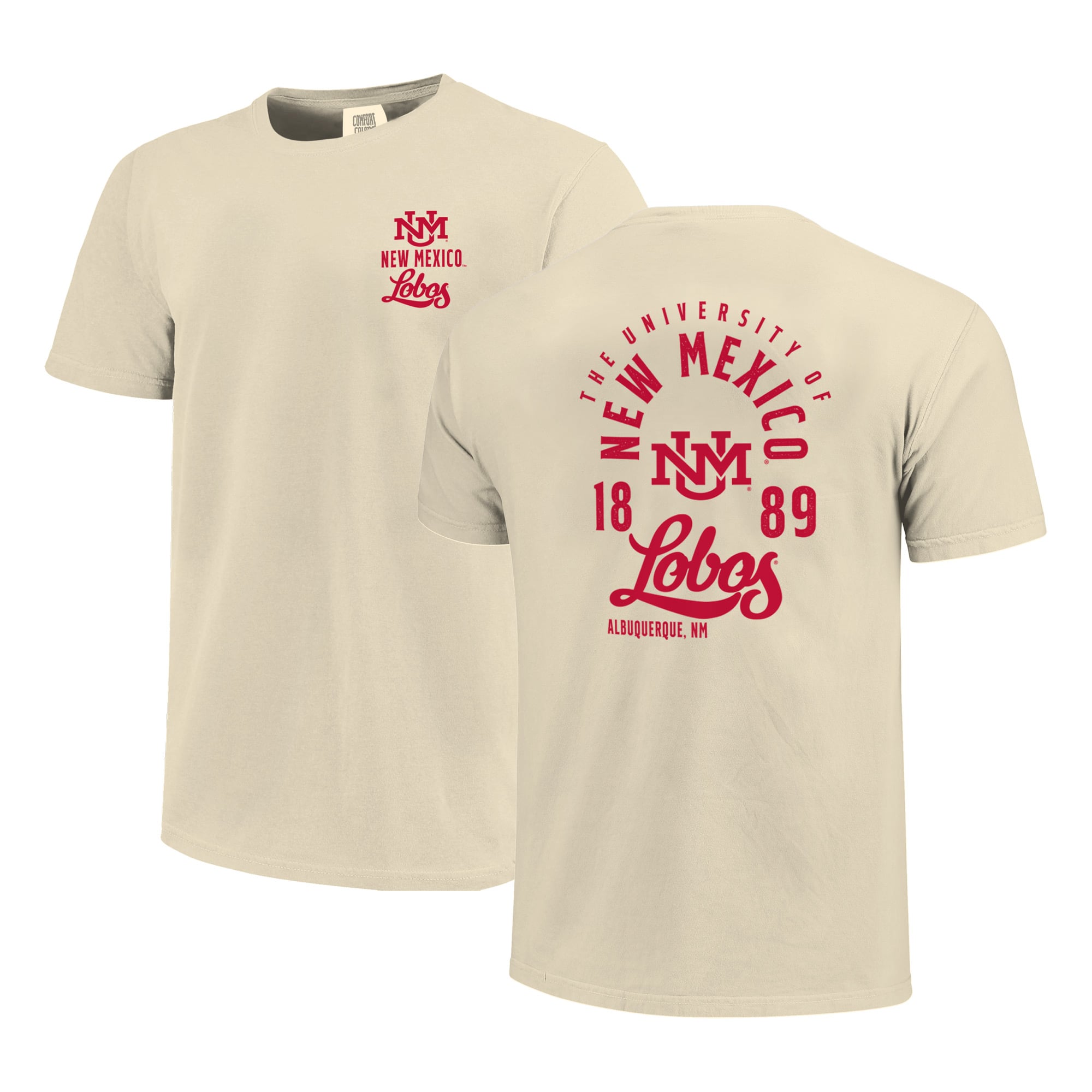 Men's Cream New Mexico Lobos Comfort Colors Mascot Overlay T-Shirt
