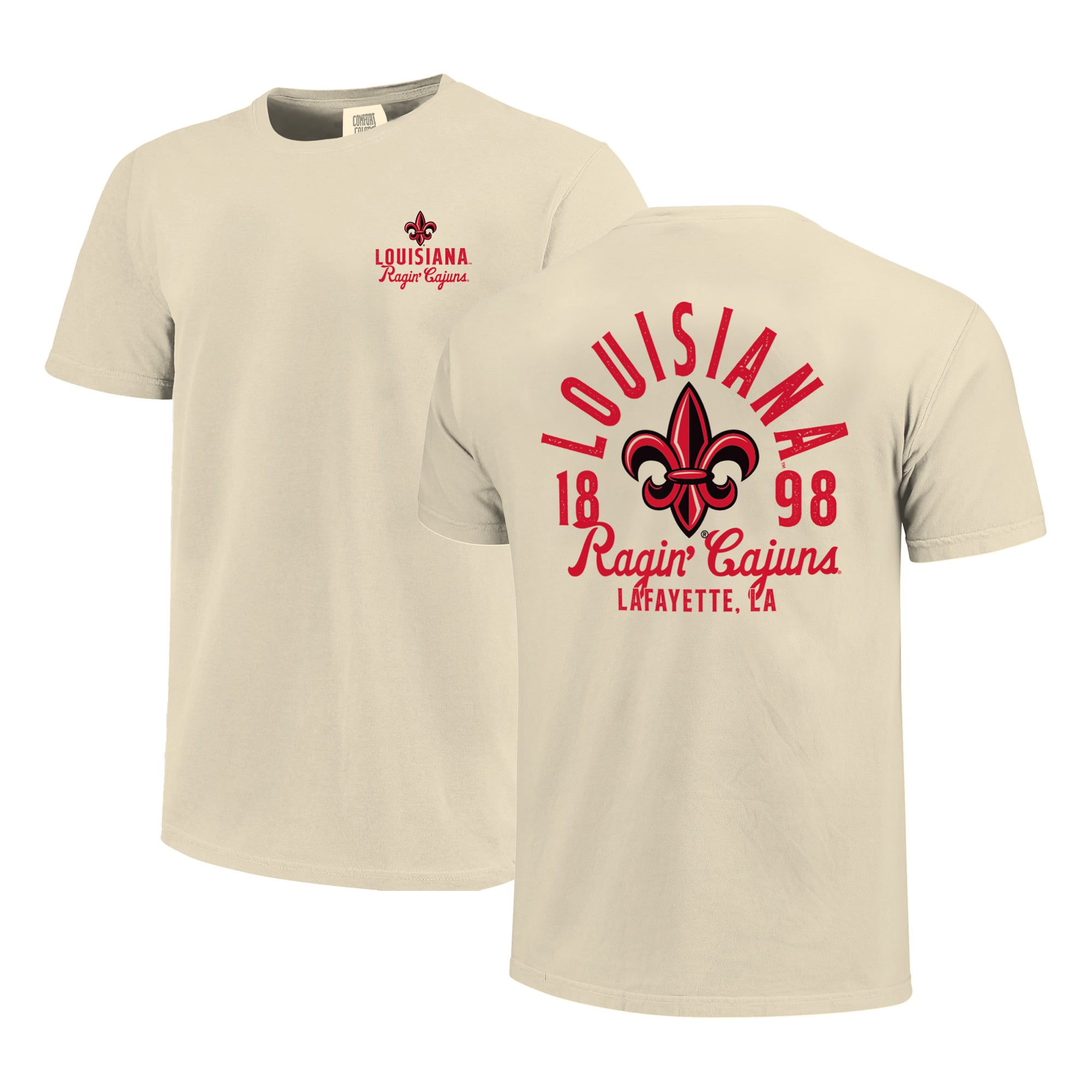 Men's Cream Louisiana Ragin' Cajuns Comfort Colors Mascot Overlay T-Shirt