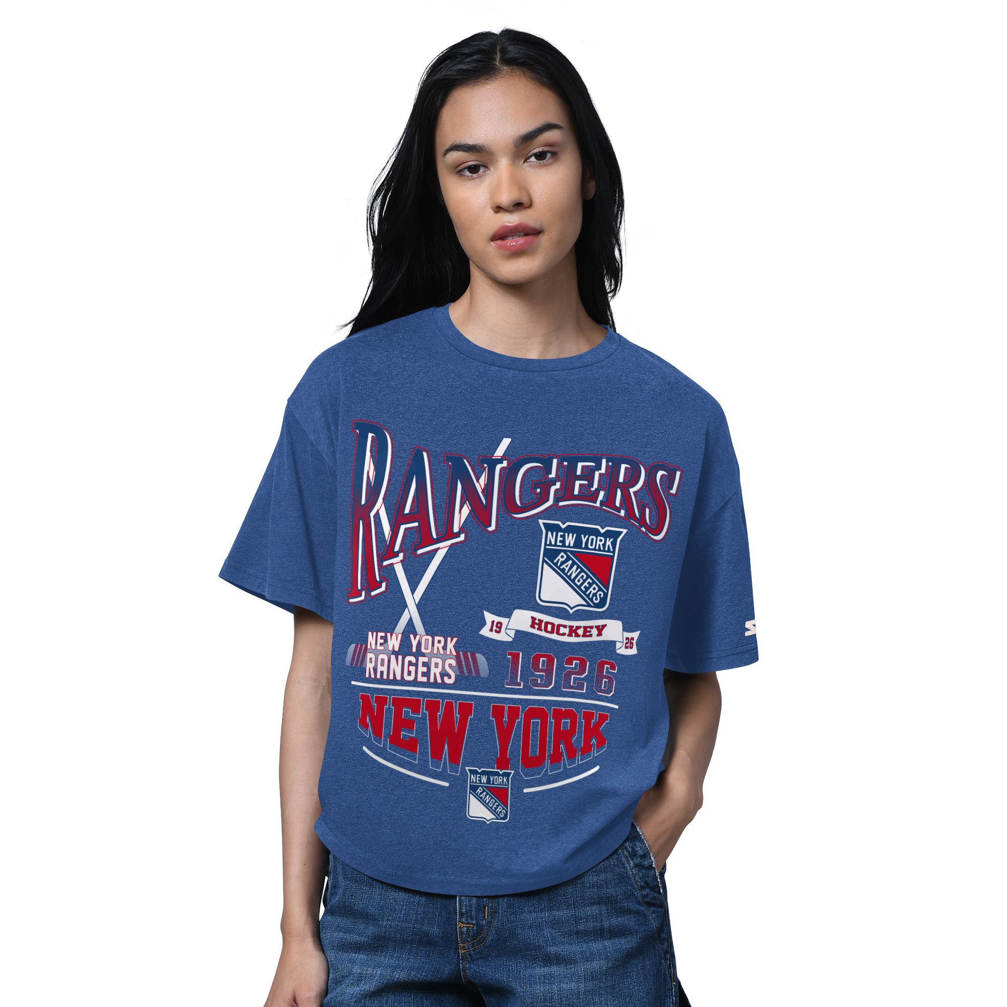 Women’s Starter Heather Blue New York Rangers Oversized Hall of Fame T-Shirt Women’s Starter Heather Blue New York Rangers Oversized Hall of Fame T-Shirt