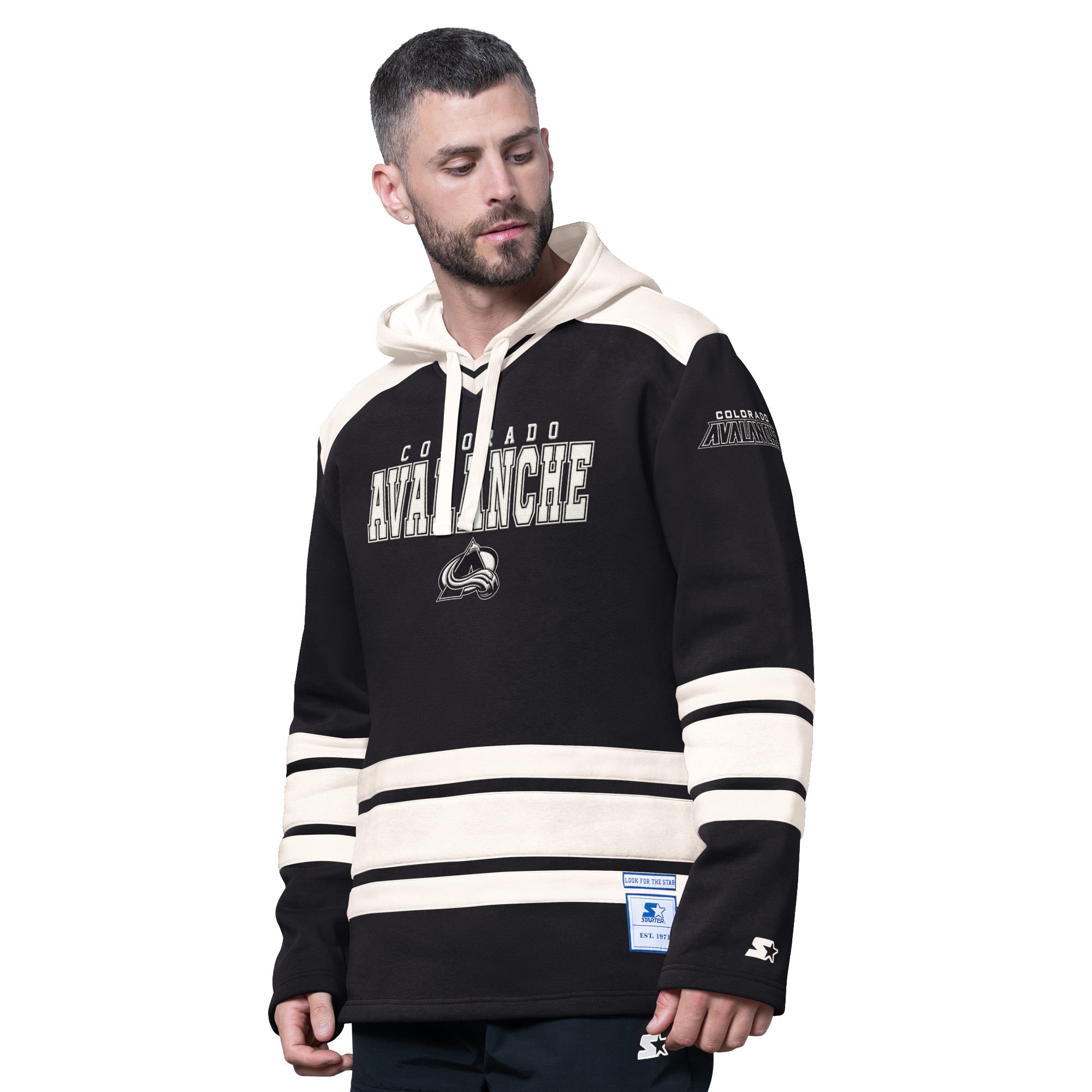 Men's Starter  Black Colorado Avalanche Slapshot Fashion Hoodie