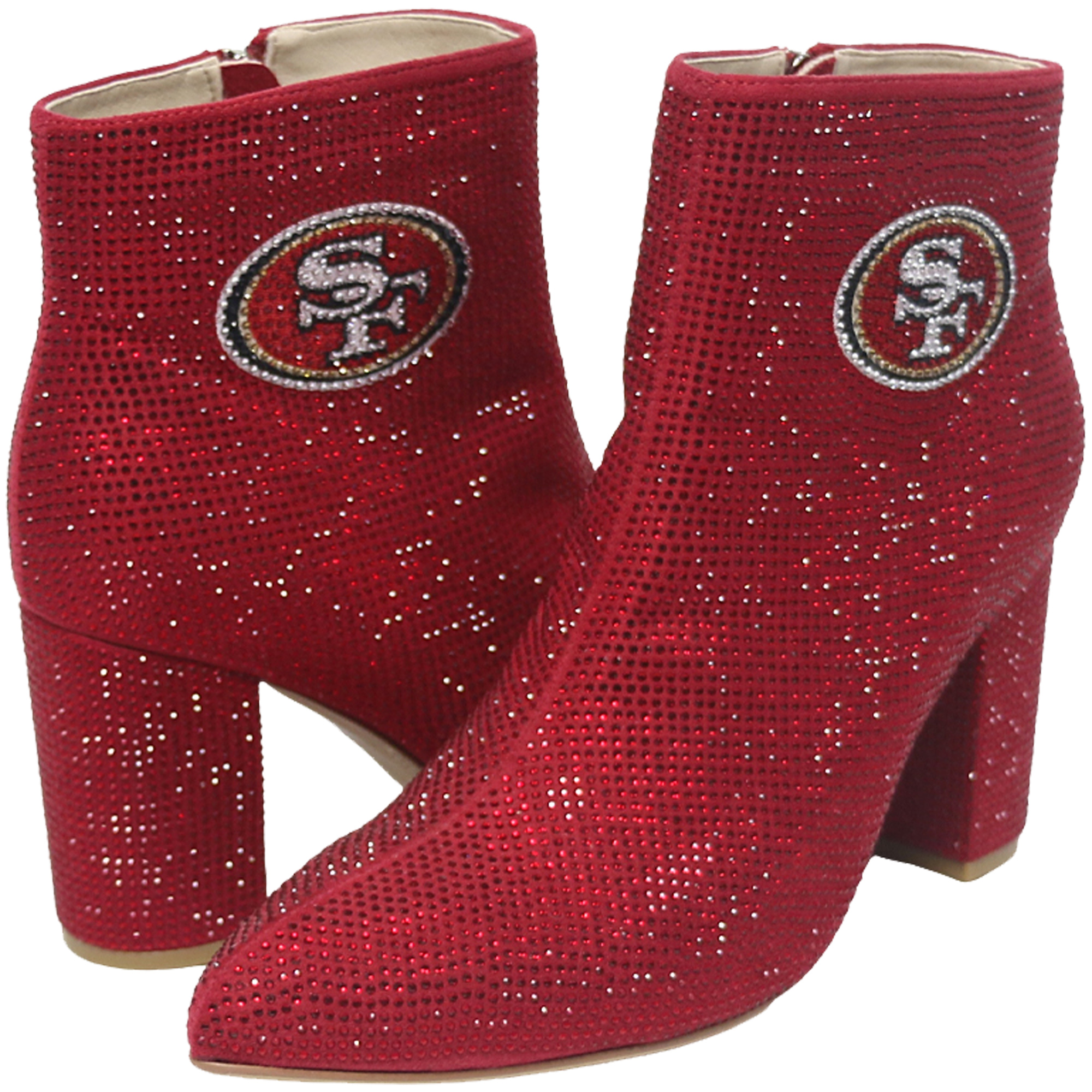 Women's FABGATING by Cuce Scarlet San Francisco 49ers Crystal Heel Booties