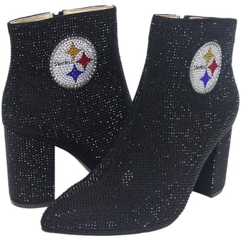 Women's Cuce Black Pittsburgh Steelers Crystal Heel Booties