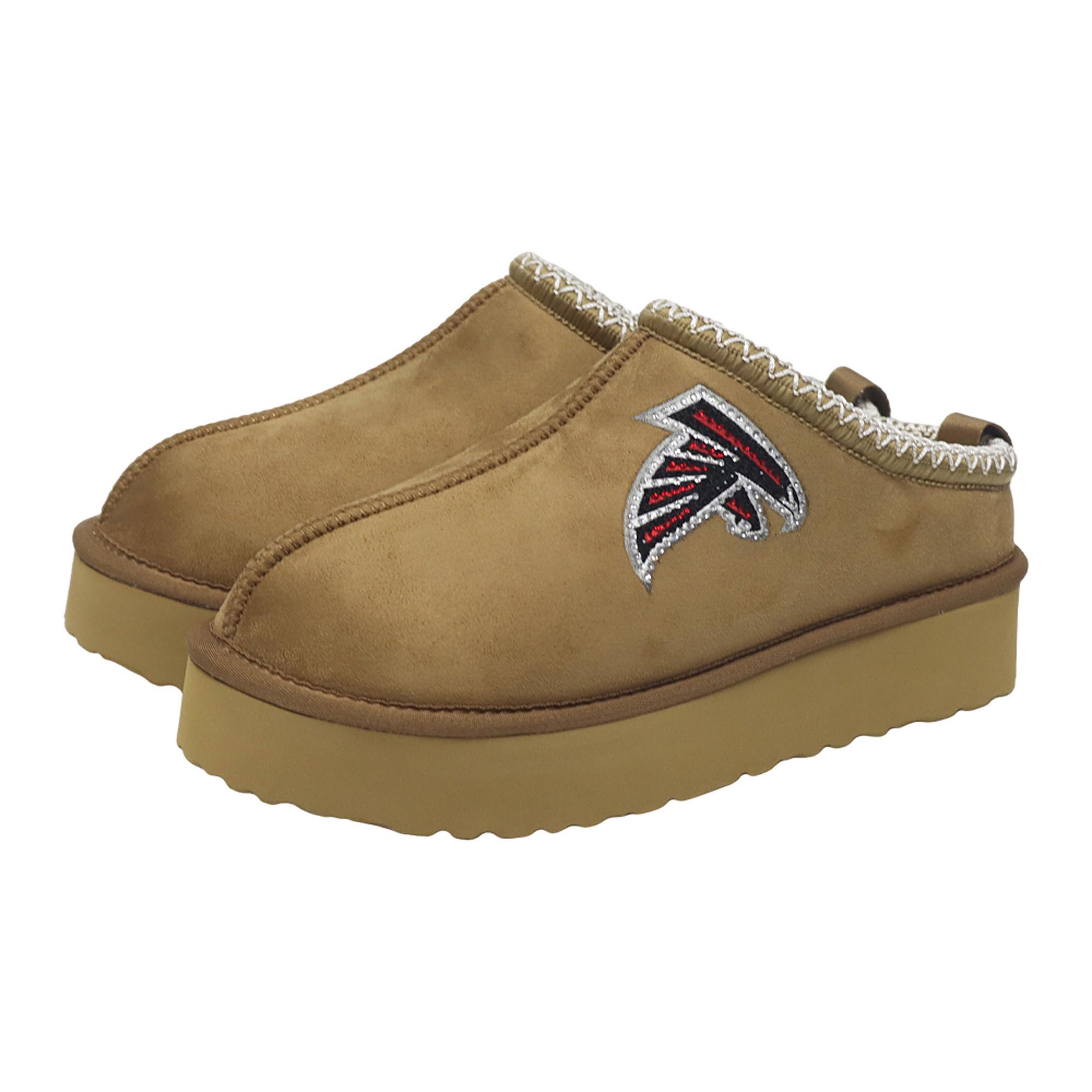 Women's FABGATING by Cuce Tan Atlanta Falcons Chestnut Slip On Boots with Crystal Logo