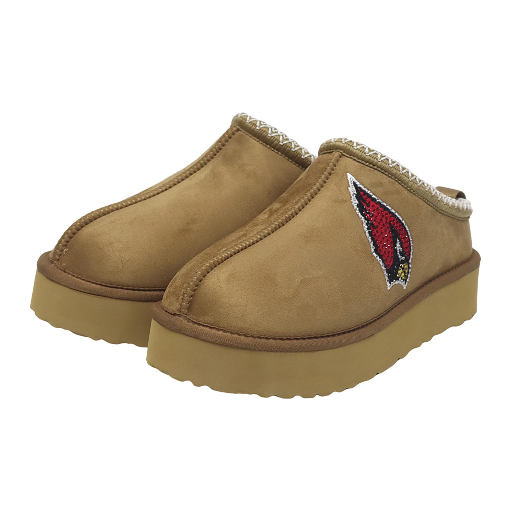 Women's FABGATING by Cuce Tan Arizona Cardinals Chestnut Slip On Boots with Crystal Logo