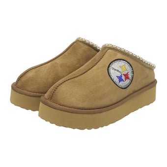 Women's Cuce  Tan Pittsburgh Steelers Chestnut Slip On Boots with Crystal Logo