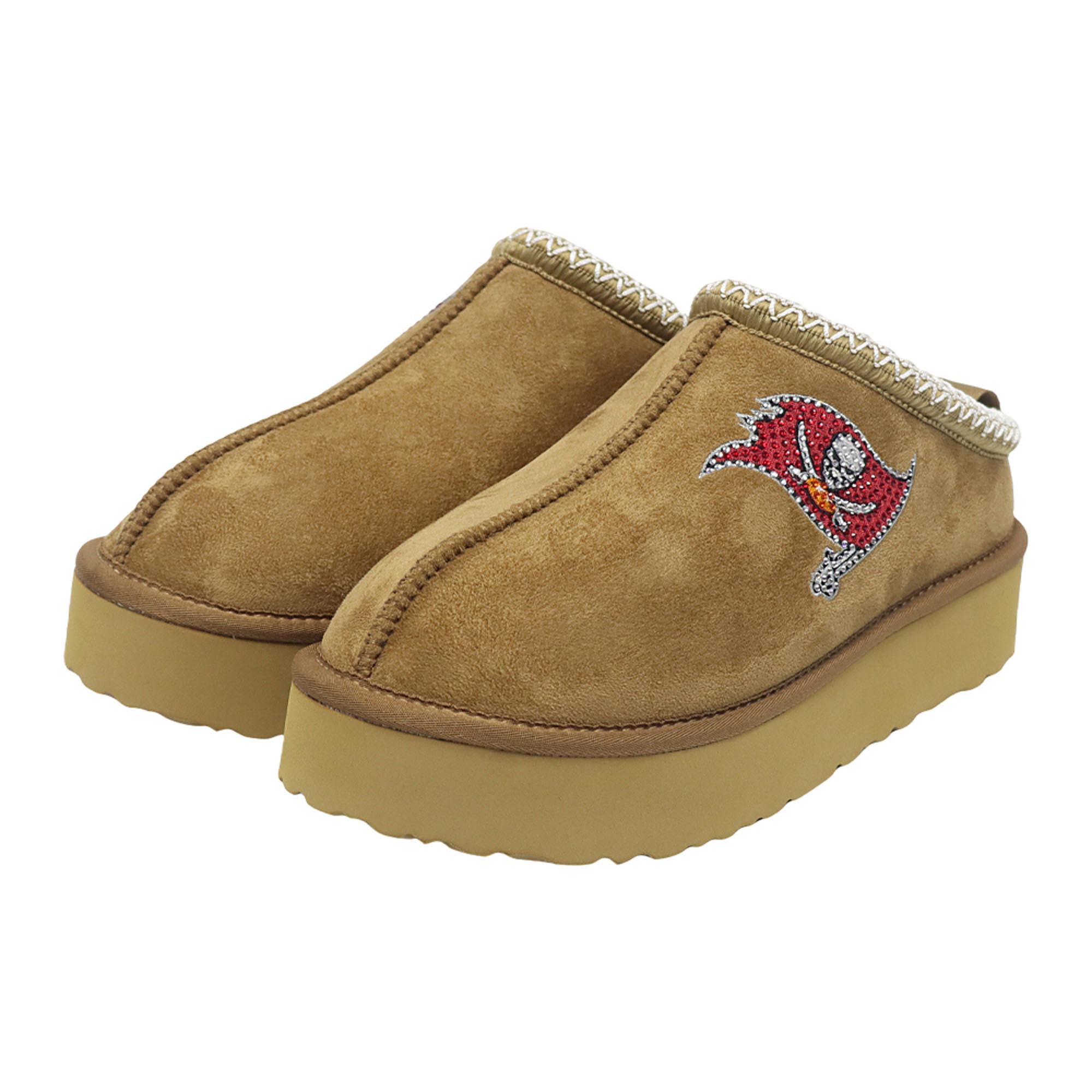 Women's FABGATING by Cuce Tan Tampa Bay Buccaneers Chestnut Slip On Boots with Crystal Logo