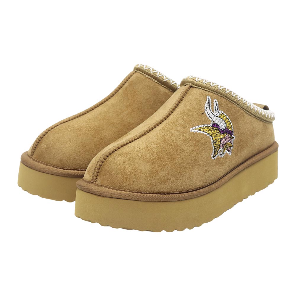 Women's FABGATING by Cuce Tan Minnesota Vikings Chestnut Slip On Boots with Crystal Logo