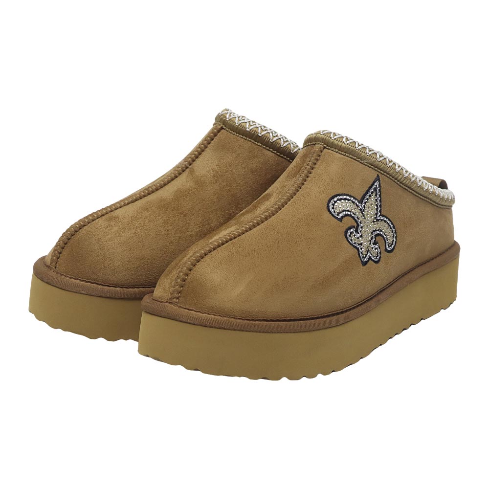 Women's FABGATING by Cuce Tan New Orleans Saints Chestnut Slip On Boots with Crystal Logo