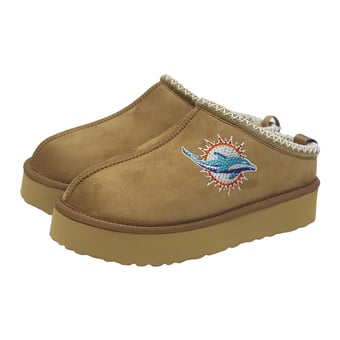 Women's FABGATING by Cuce  Tan Miami Dolphins Chestnut Slip On Boots with Crystal Logo