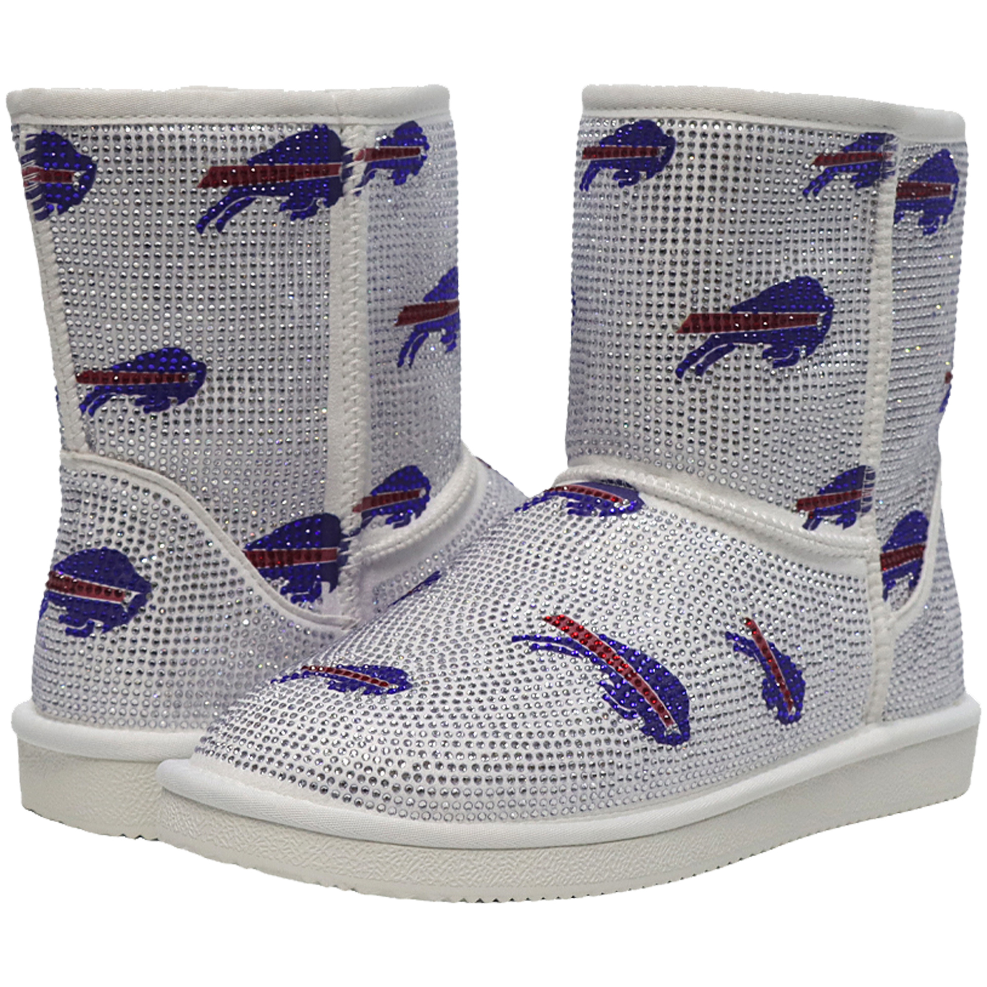 Women's FABGATING by Cuce White Buffalo Bills Logo Pull on Ankle Boots
