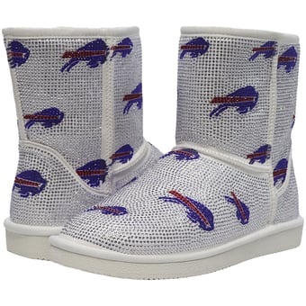 Women's FABGATING by Cuce  White Buffalo Bills Logo Pull on Ankle Boots