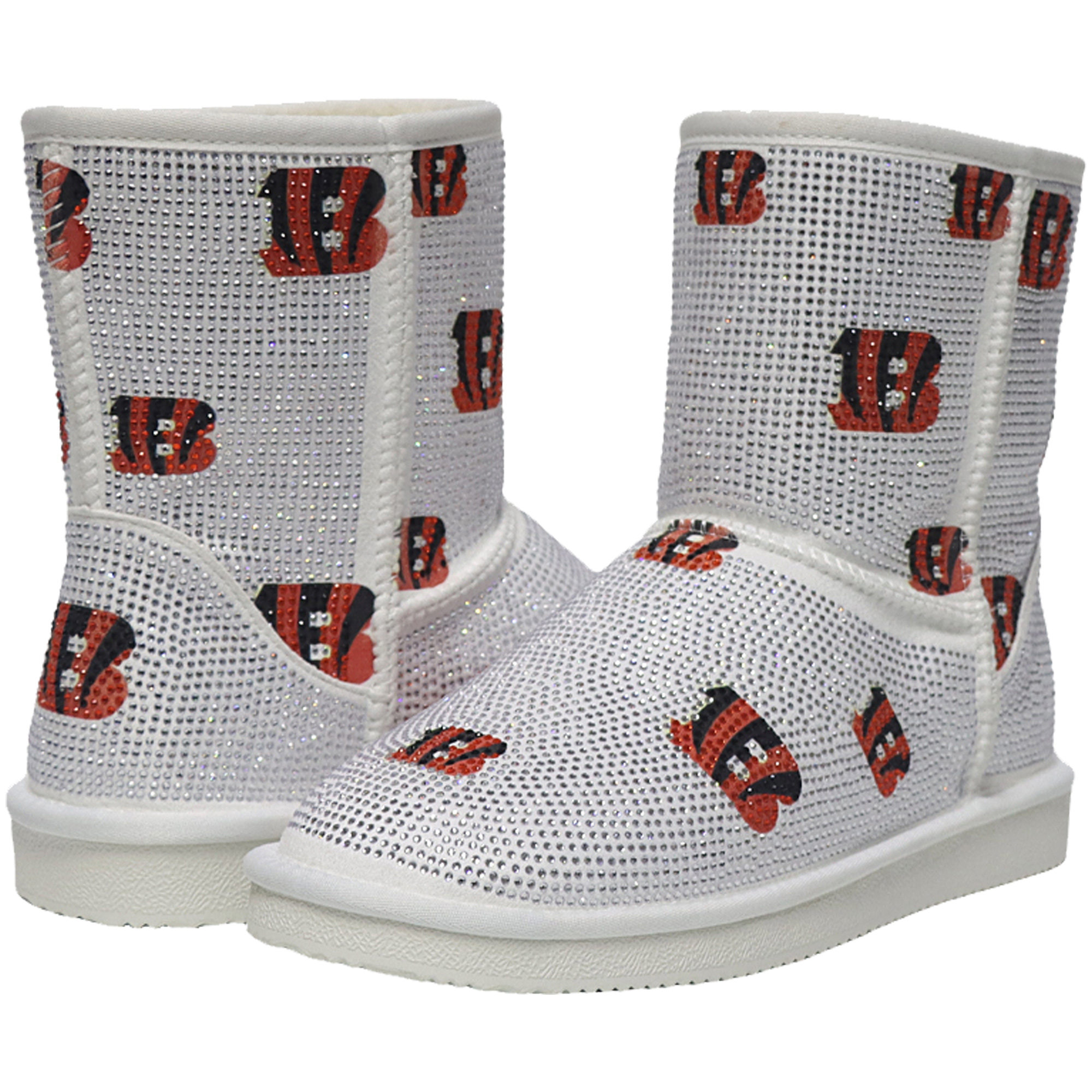 Women's FABGATING by Cuce White Cincinnati Bengals Logo Pull on Ankle Boots