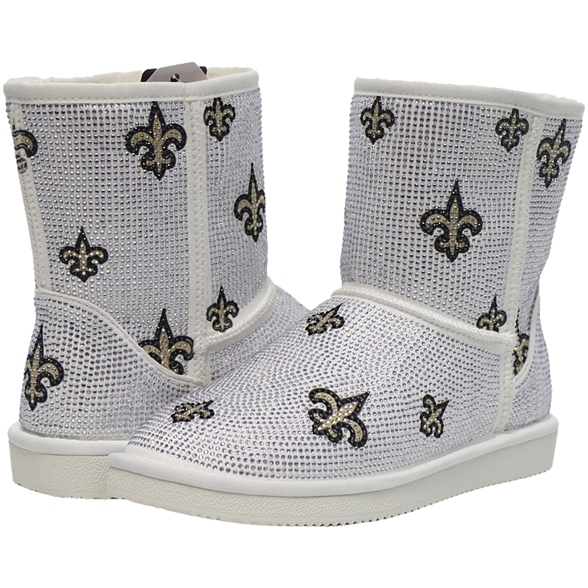 Women's FABGATING by Cuce White New Orleans Saints Logo Pull on Ankle Boots