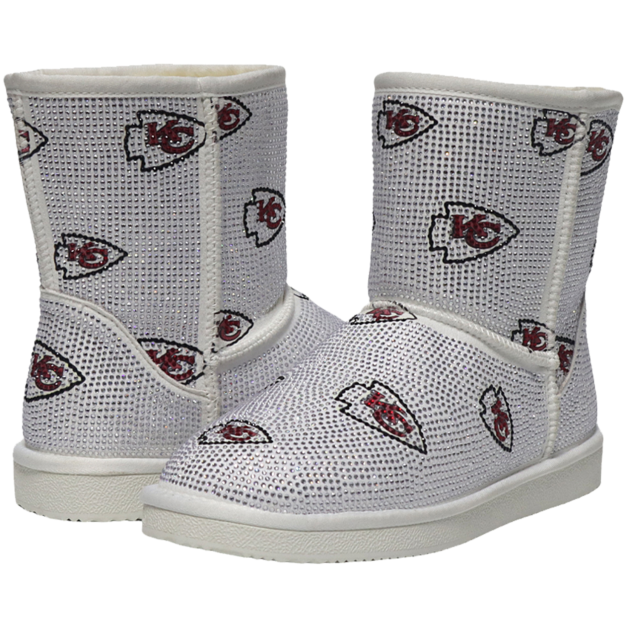 Women's FABGATING by Cuce White Kansas City Chiefs Logo Pull on Ankle Boots
