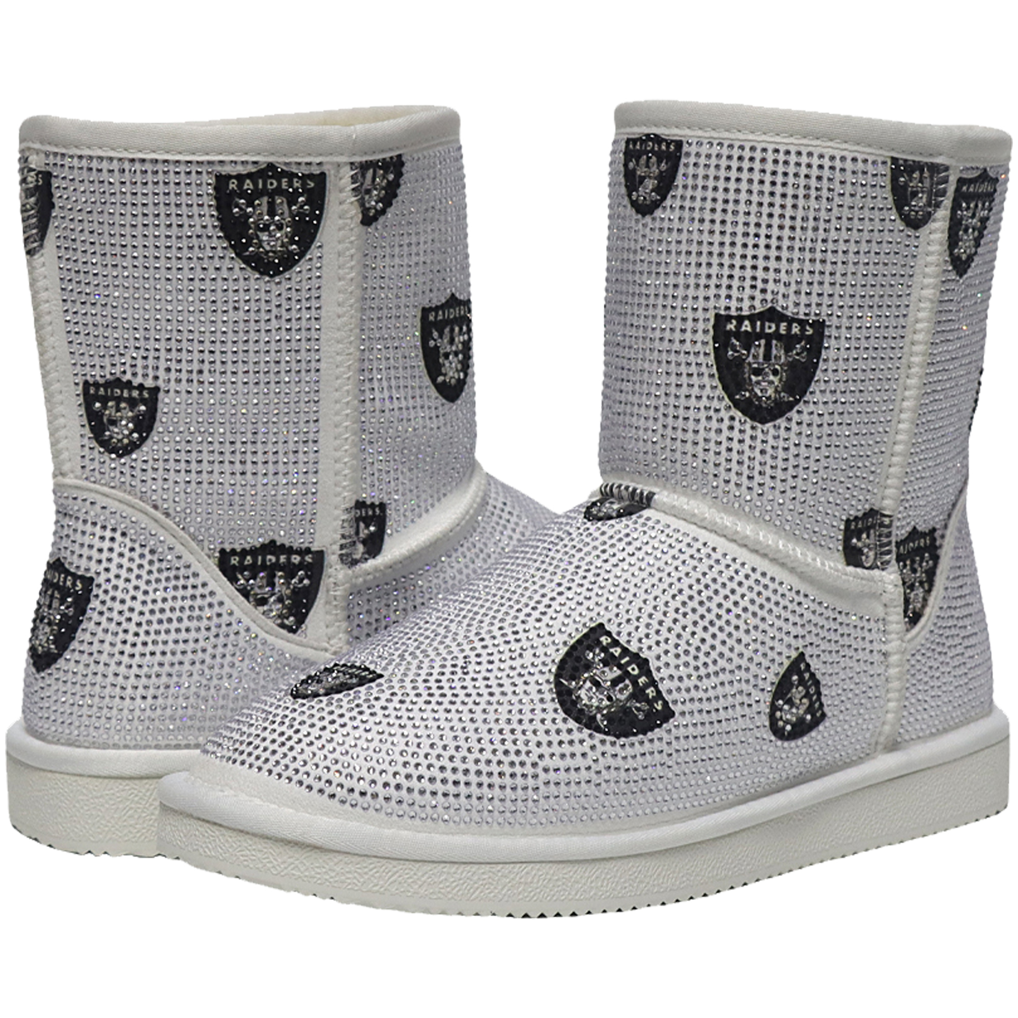 Women's FABGATING by Cuce White Las Vegas Raiders Logo Pull on Ankle Boots