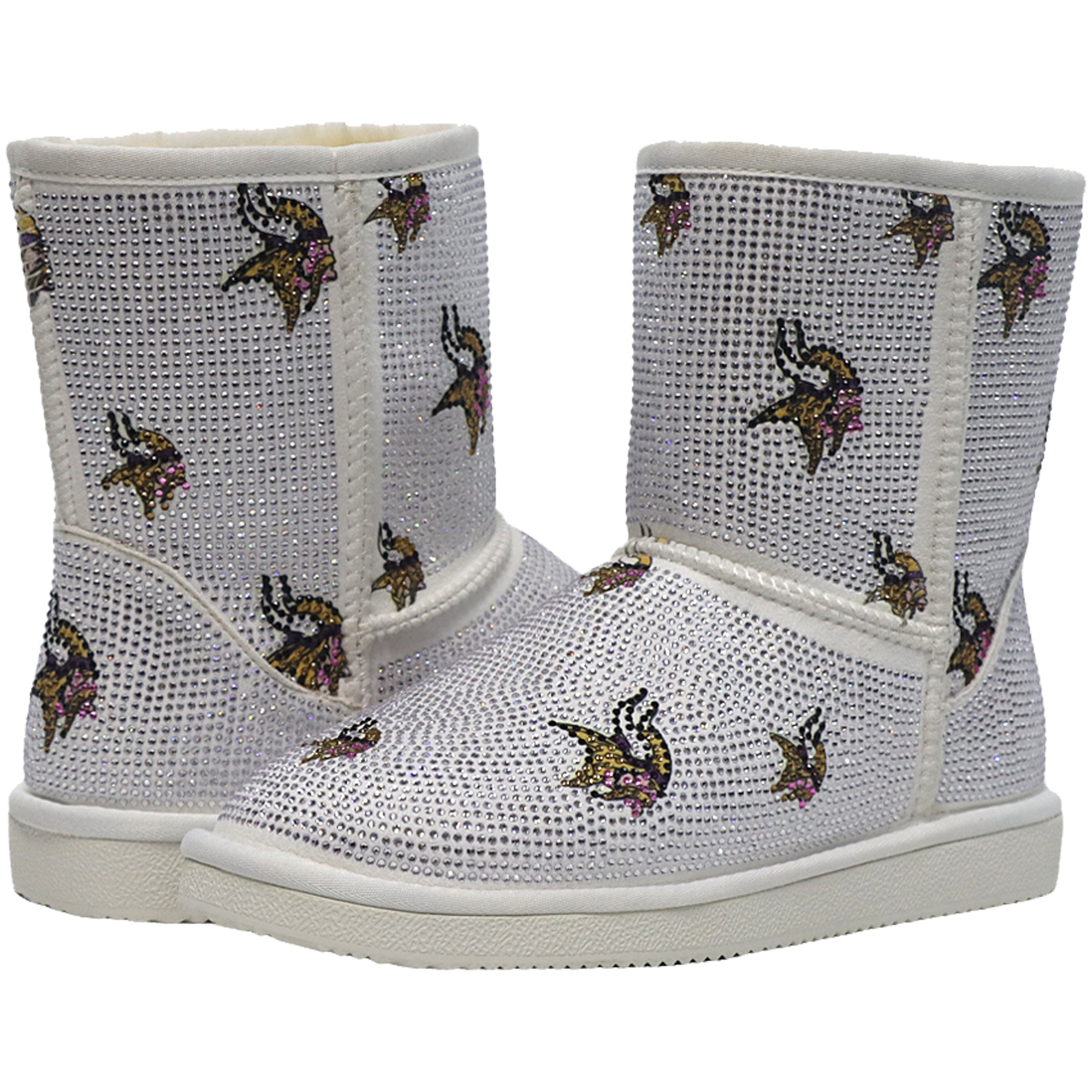 Women's FABGATING by Cuce White Minnesota Vikings Logo Pull on Ankle Boots