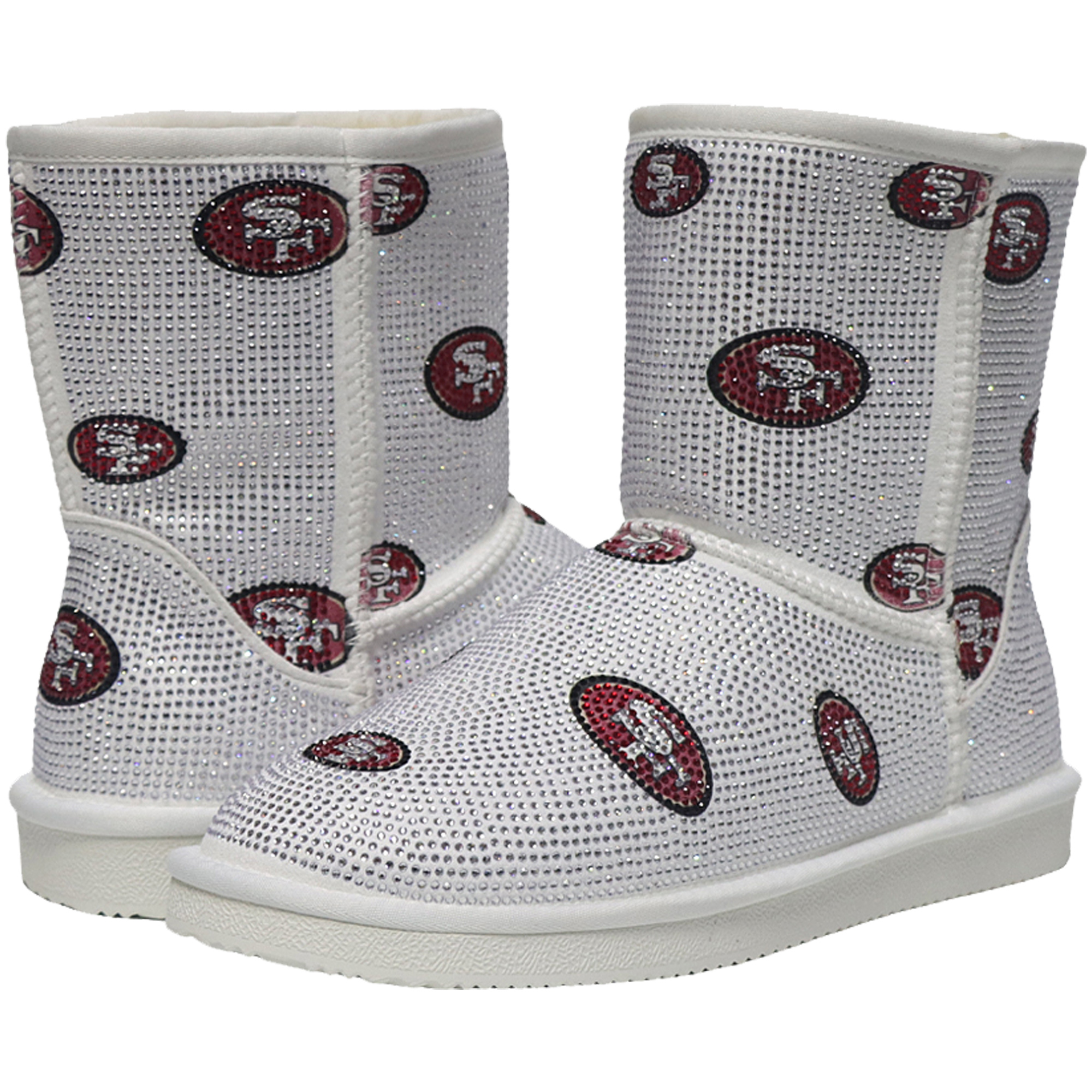 Women's FABGATING by Cuce White San Francisco 49ers Logo Pull on Ankle Boots