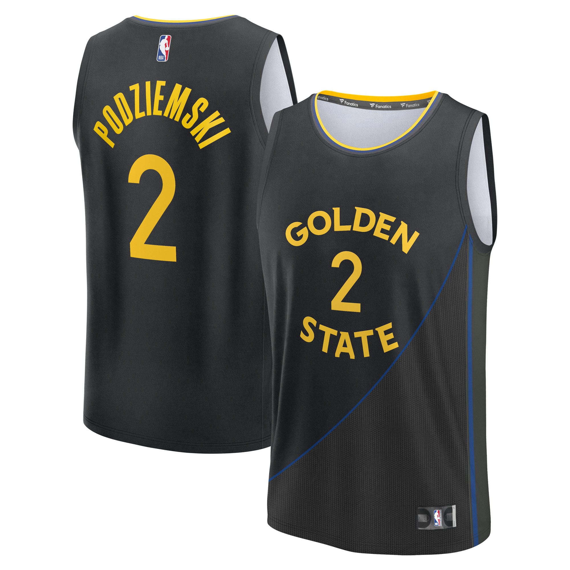 Men's Fanatics Brandin Podziemski Black Golden State Warriors Fast Break Replica Player Jersey - Statement Edition
