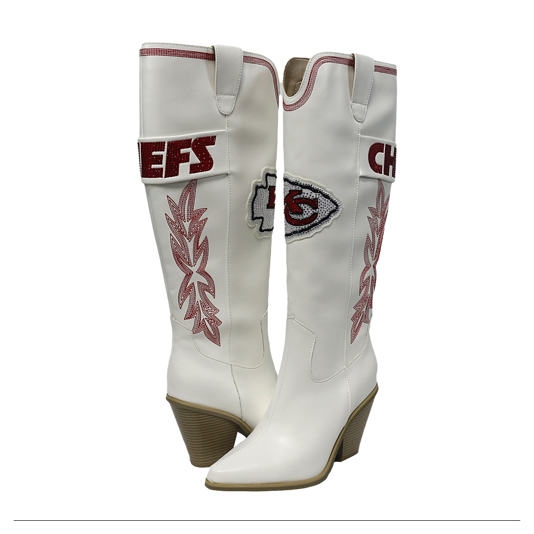 Women's FABGATING by Cuce White Kansas City Chiefs Knee High Cowboy Boots