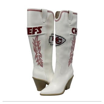 Women's FABGATING by Cuce  White Kansas City Chiefs Knee High Cowboy Boots