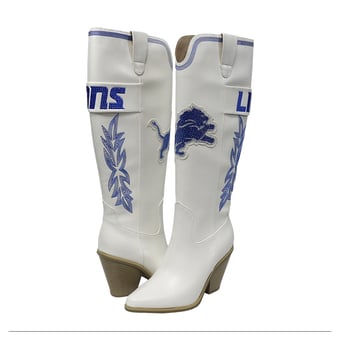 Women's FABGATING by Cuce  White Detroit Lions Knee High Cowboy Boots