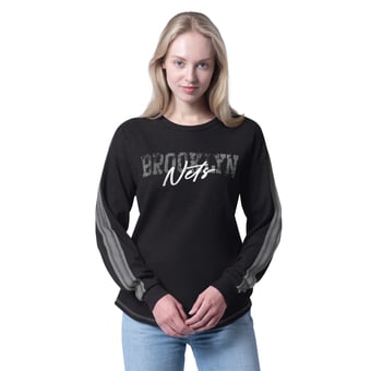 Women's G-III 4Her by Carl Banks Black Brooklyn Nets Advantage Tri-Blend Long Sleeve T-Shirt