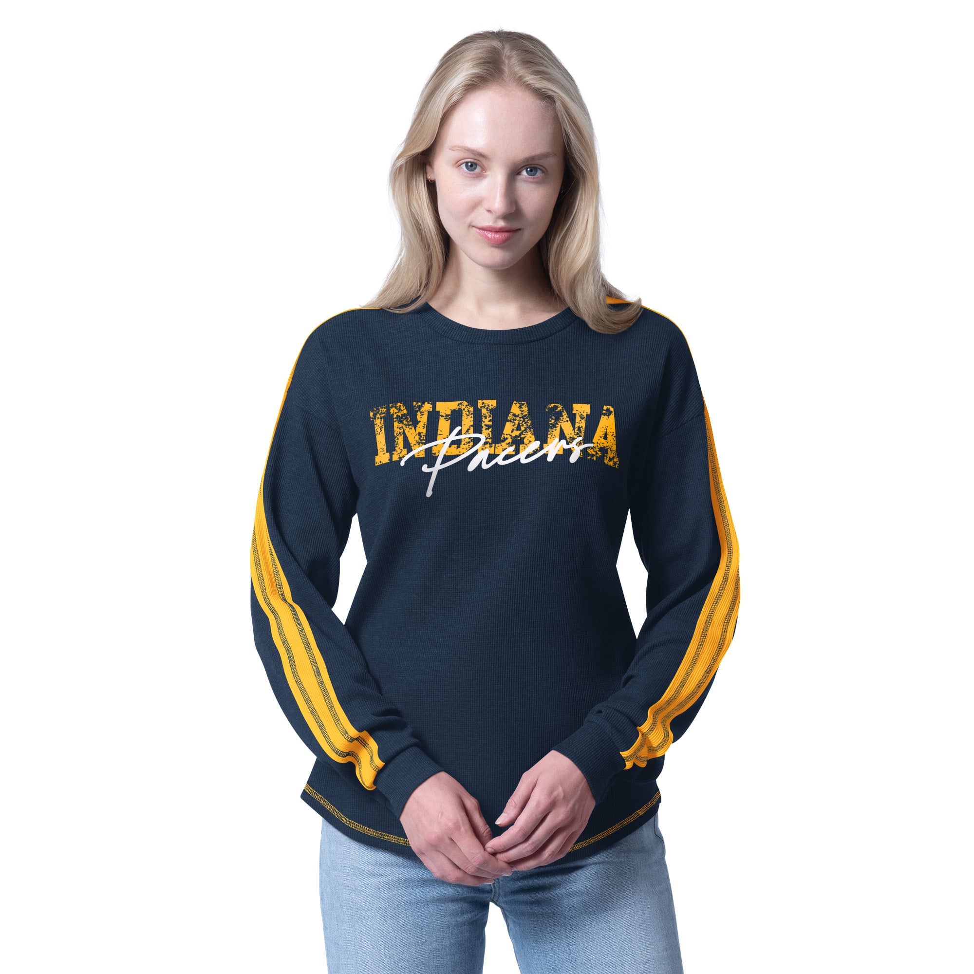 Women's G-III 4Her by Carl Banks Navy Indiana Pacers Advantage Tri-Blend Long Sleeve T-Shirt