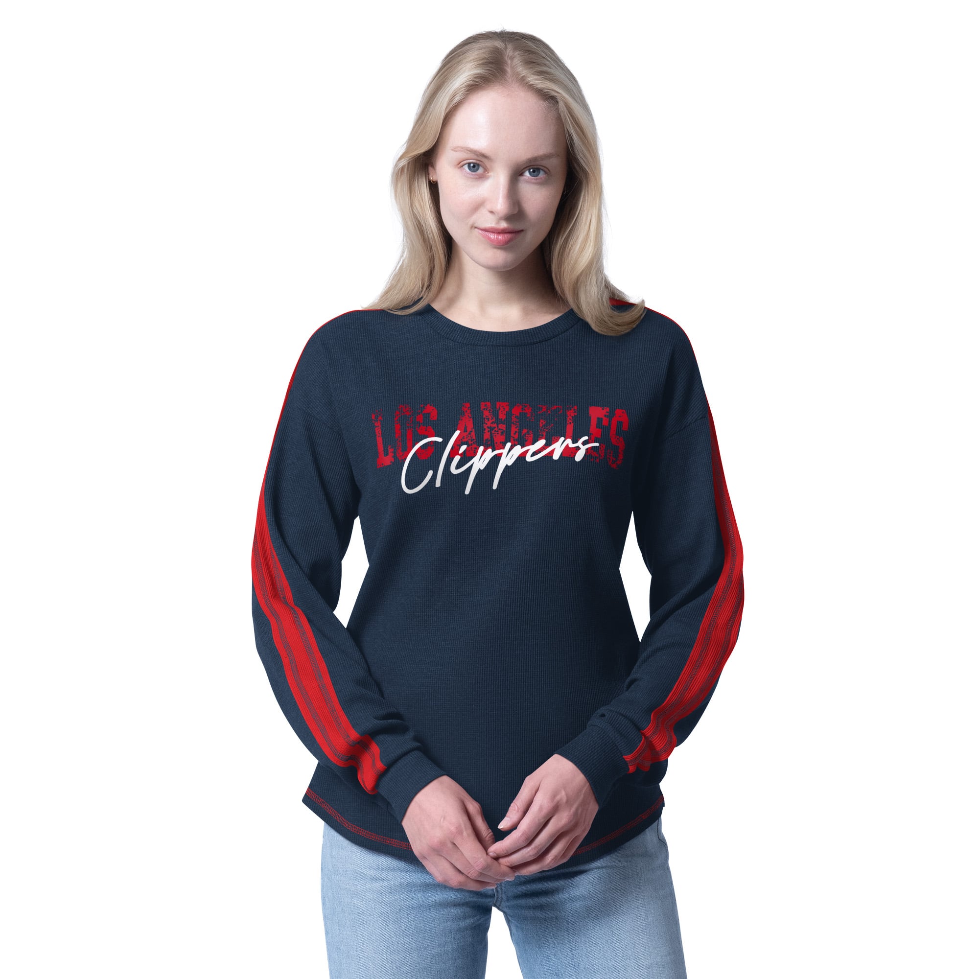 Women's G-III 4Her by Carl Banks Navy LA Clippers Advantage Tri-Blend Long Sleeve T-Shirt