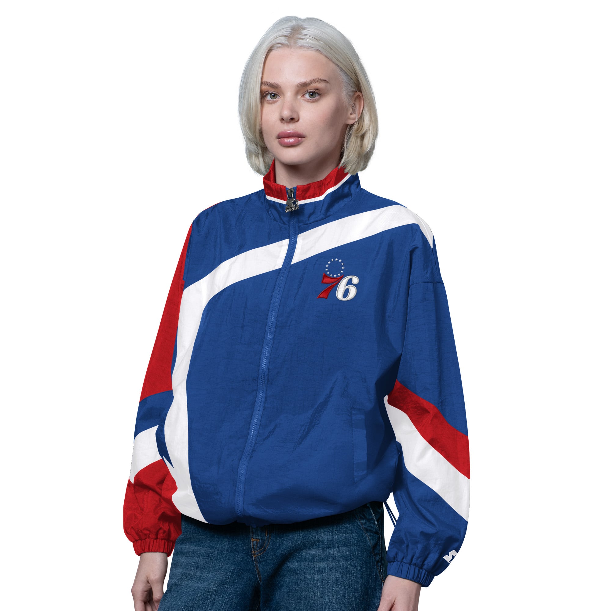 Women's Starter Blue/Red Philadelphia 76ers 1st Quarter Full-Zip Jacket