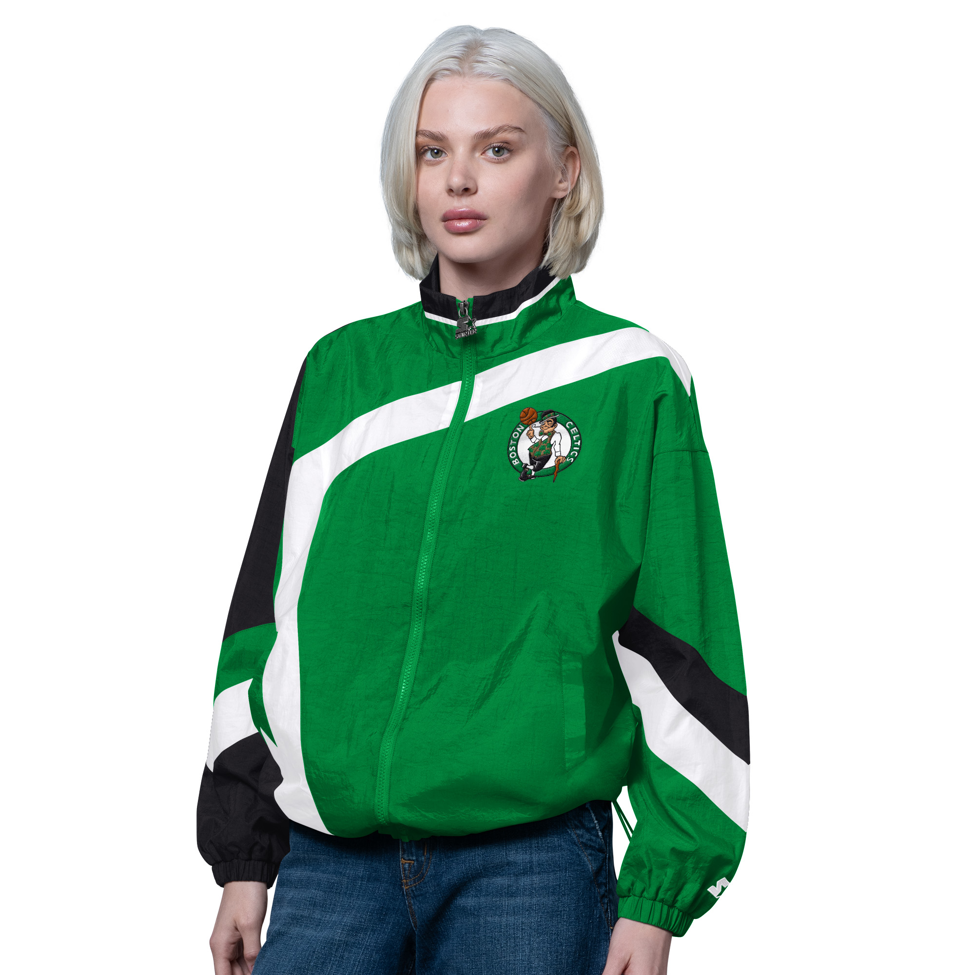 Women's Starter Kelly Green/Black Boston Celtics 1st Quarter Full-Zip Jacket