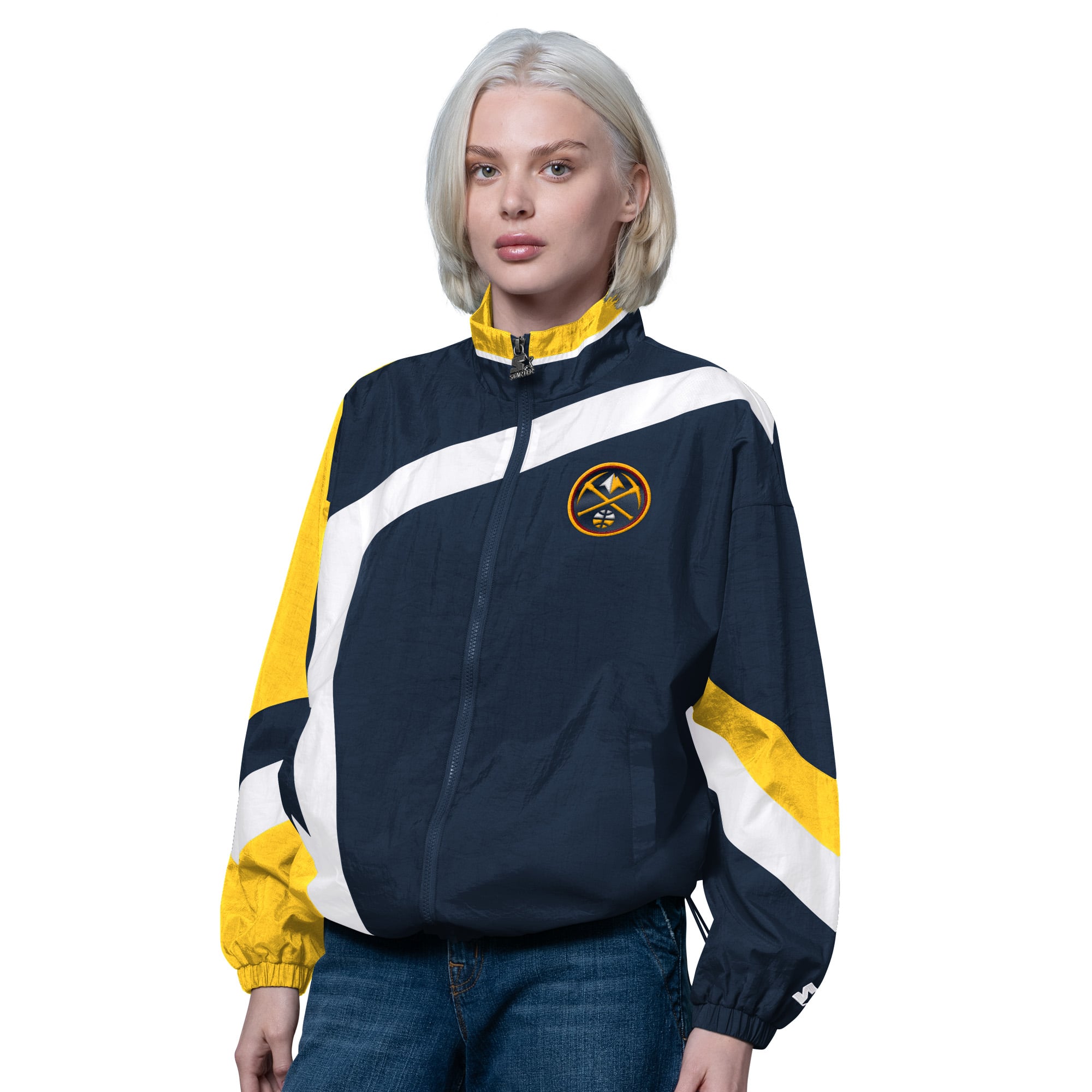 Women's Starter Navy/Gold Denver Nuggets 1st Quarter Full-Zip Jacket