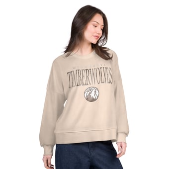 Women's G-III 4Her by Carl Banks Natural Minnesota Timberwolves Oversized Vet II Sweatshirt