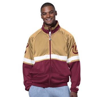 Men's Starter Wine/White Cleveland Cavaliers The Veteran Tricot Track Raglan Full-Zip Jacket