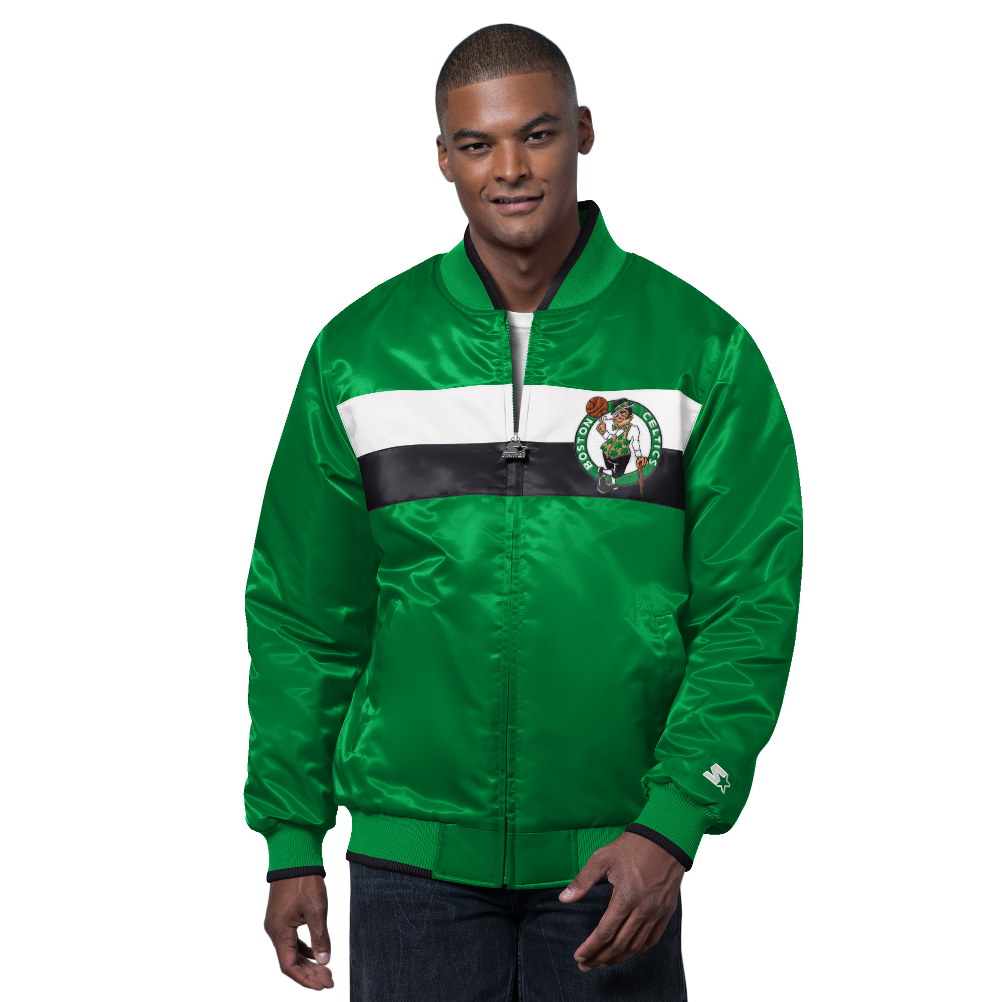 Men’s Starter Kelly Green/Black Boston Celtics The Ambassador Satin Varsity Jacket Men’s Starter Kelly Green/Black Boston Celtics The Ambassador Satin Varsity Jacket