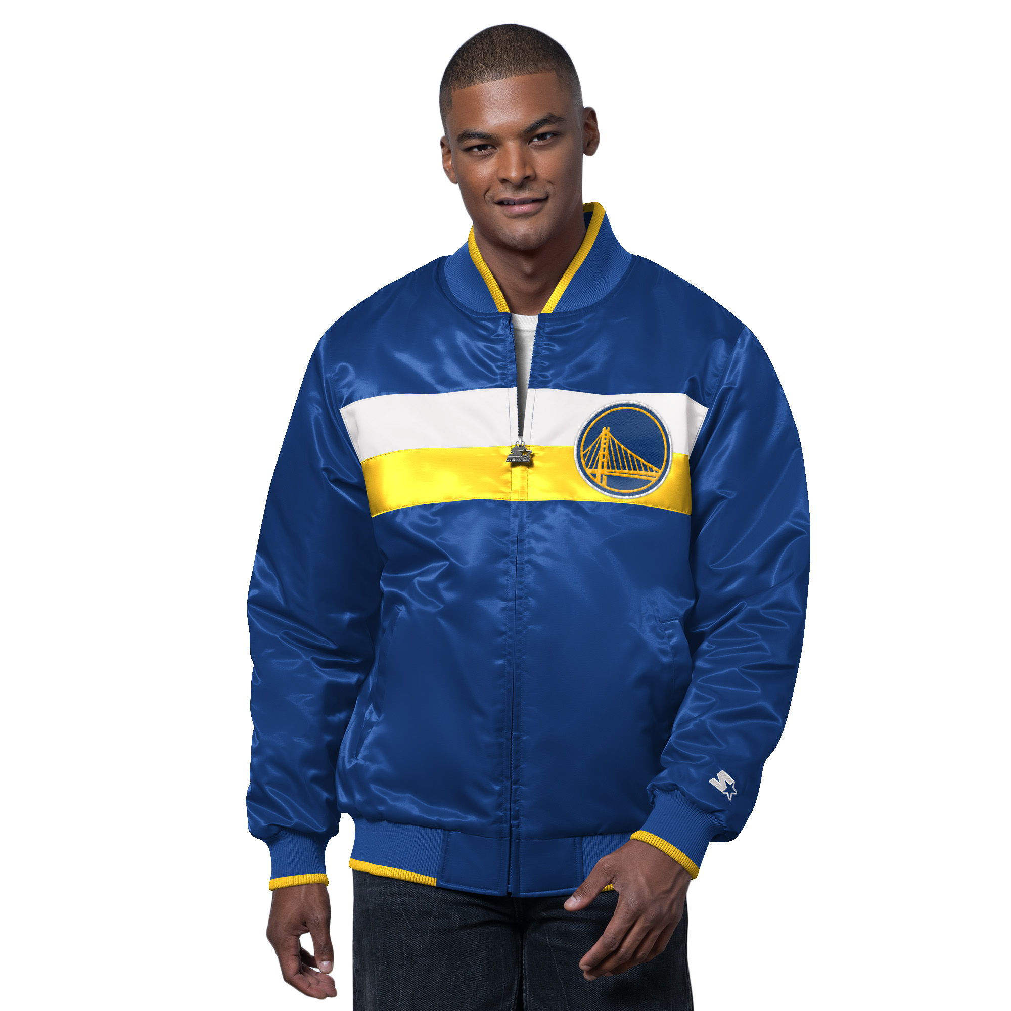 Men's Starter Royal/Gold Golden State Warriors The Ambassador Satin Varsity Jacket