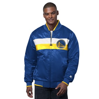 Men's Starter Royal/Gold Golden State Warriors The Ambassador Satin Varsity Jacket