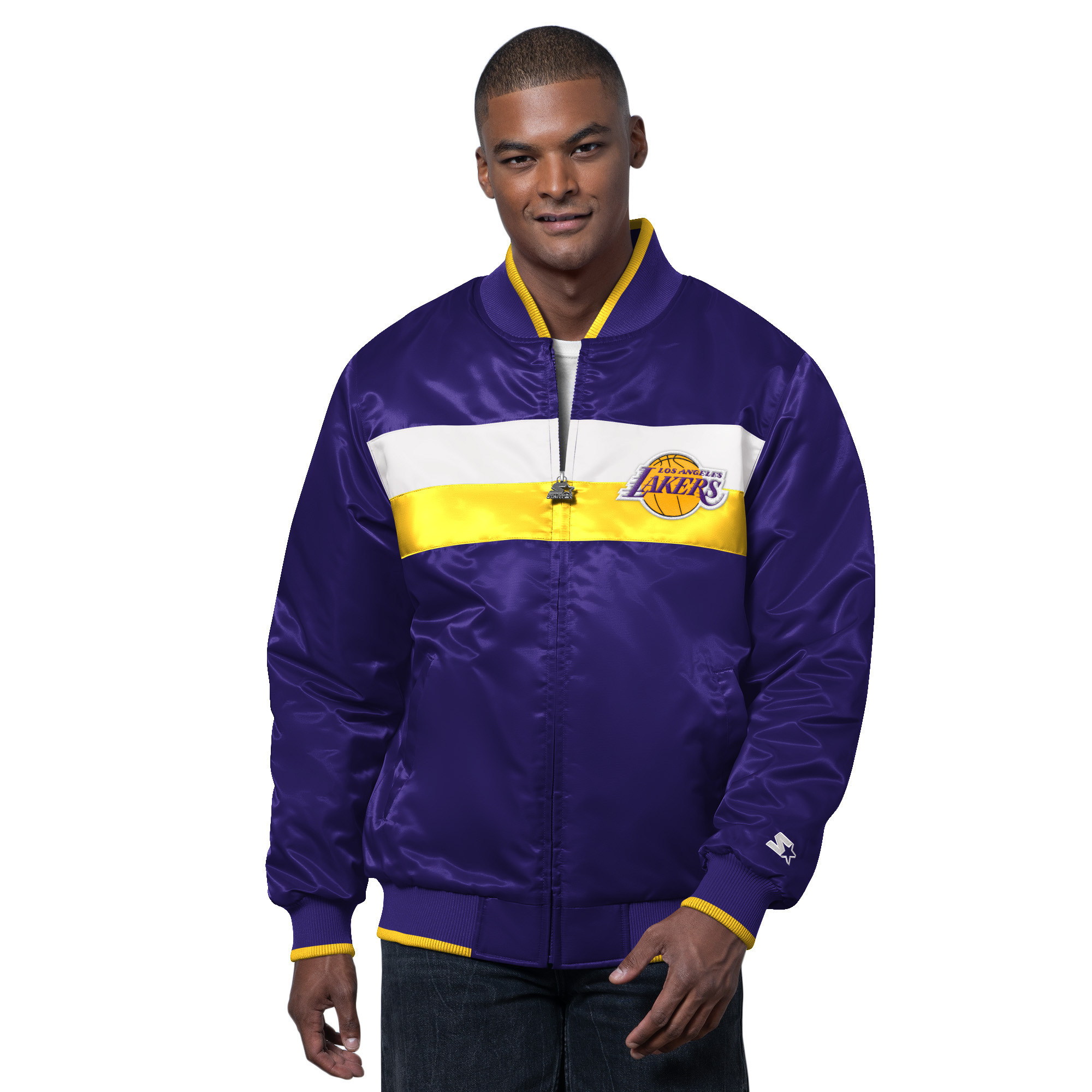 Men's Starter Purple/Gold Los Angeles Lakers The Ambassador Satin Varsity Jacket