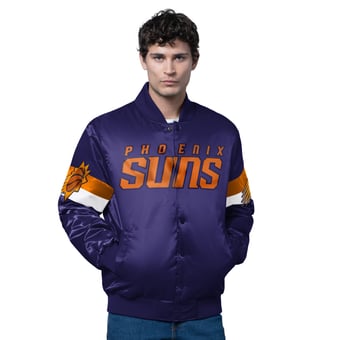 Men's Starter Purple Phoenix Suns Triple Option Varsity Full-Snap Satin Jacket