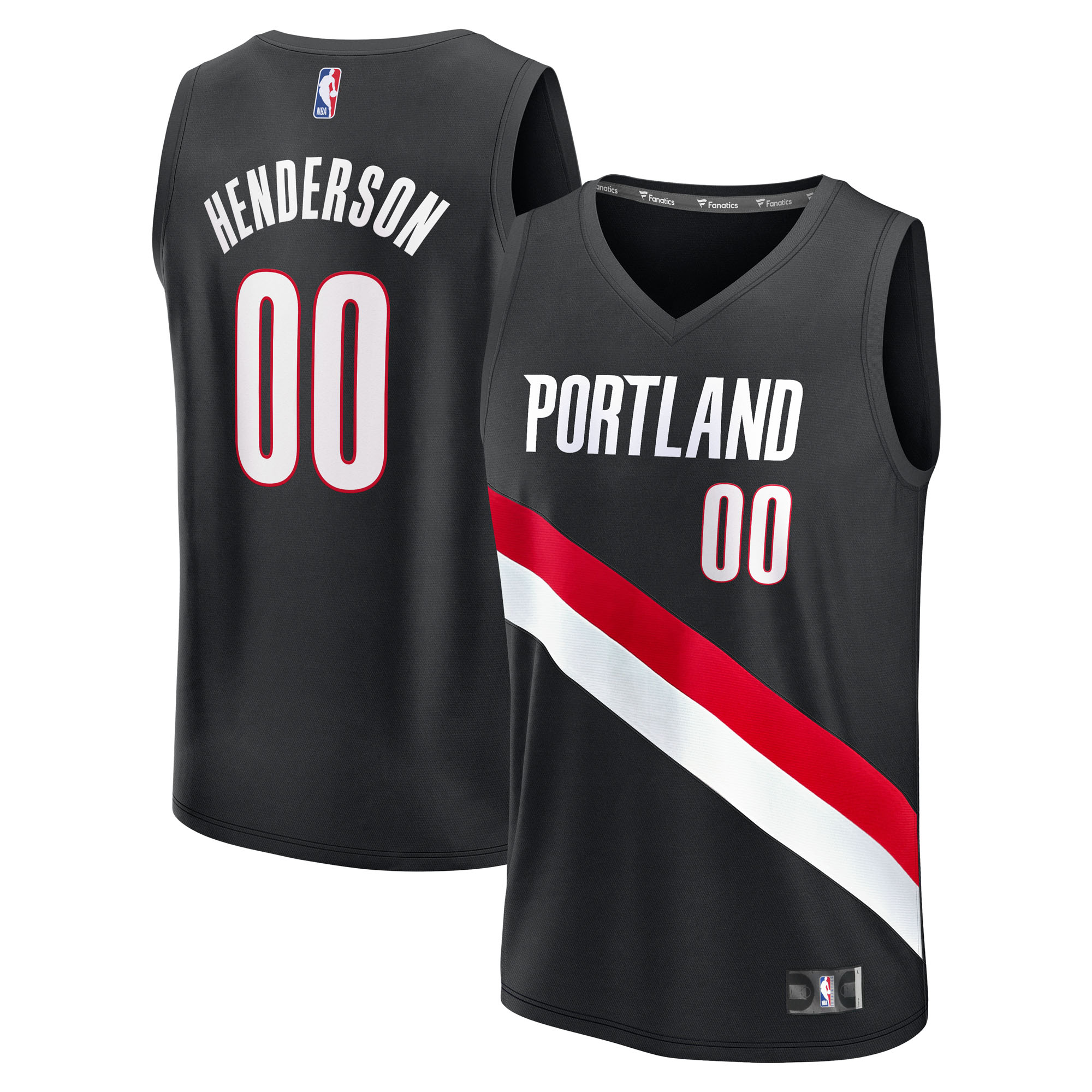 Men's Fanatics Scoot Henderson Black Portland Trail Blazers Fast Break Replica Jersey - Icon Edition