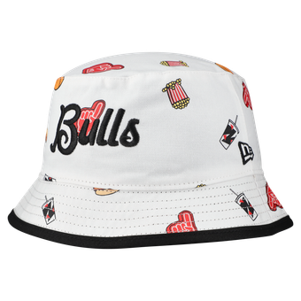 Men's New Era White Chicago Bulls Team Cheer Reversible Bucket Hat
