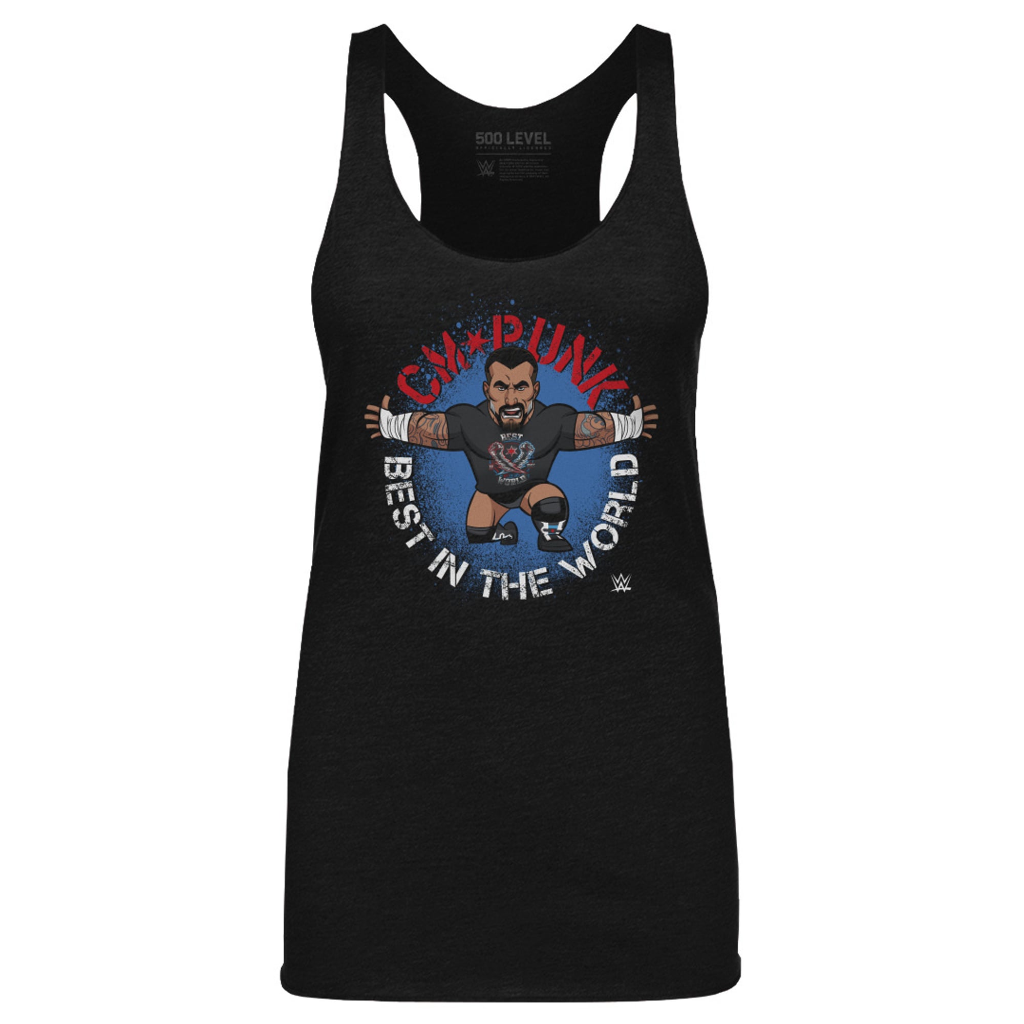 Women's 500 Level Heather Black CM Punk Big Shots Pose Tri-Blend T-Shirt