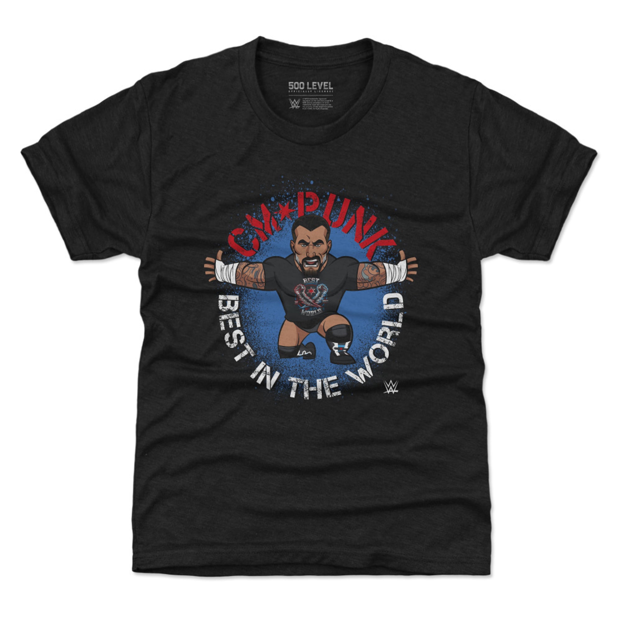 Youth 500 Level Heather Black CM Punk Big Shots Pose T-Shirt