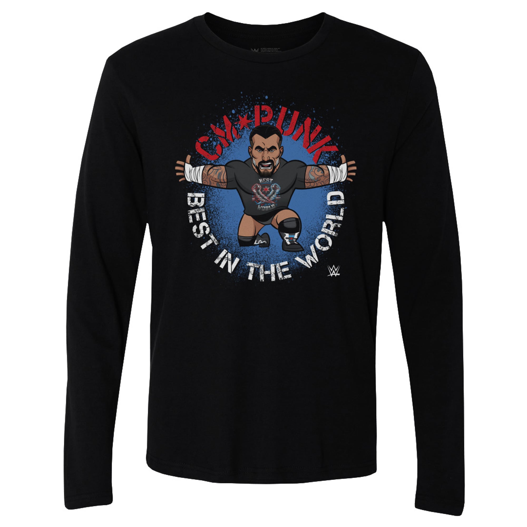 Men's 500 Level Black CM Punk Big Shots Pose Long Sleeve T-Shirt